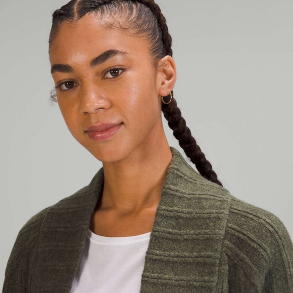 Lululemon Twin Rib Sweater Wrap Heathered Dark Olive - Picture 3 of 4